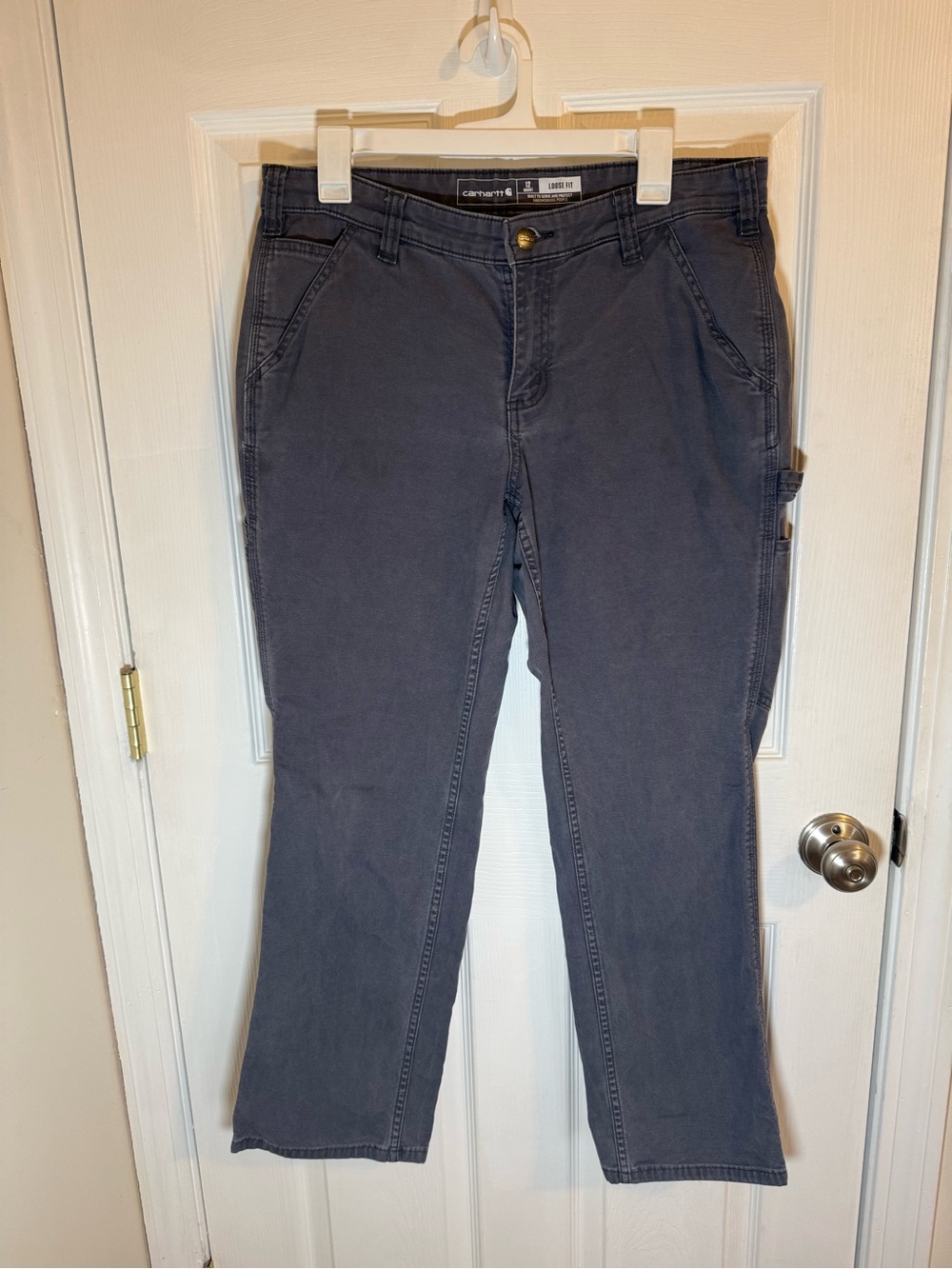 Carhartt Women’s Straight Leg Carpenter Pants — Grey Purple